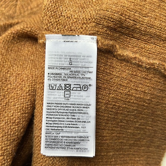 Gap women’s deep‎ v neck Tan shimmer Sweater large - Picture 6 of 7